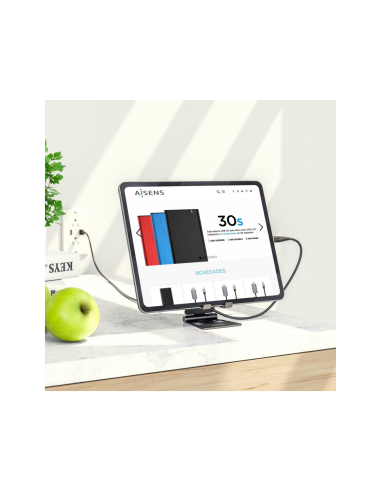 AISENS Soporte De Sobremesa Tamaño M Ajustable (2 Pivotes) Para Movil / Tablet, Negro