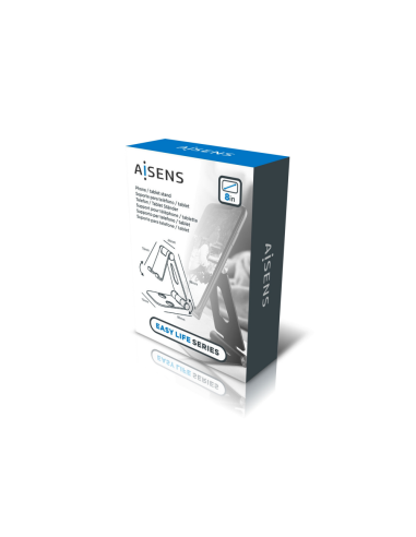 AISENS Soporte De Sobremesa Tamaño M Ajustable (2 Pivotes) Para Movil / Tablet, Negro