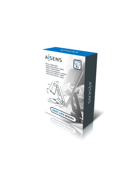 AISENS Soporte De Sobremesa Tamaño M Ajustable (2 Pivotes) Para Movil / Tablet, Negro