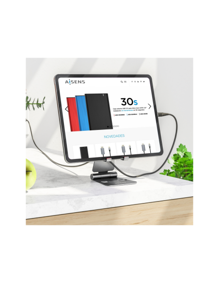 AISENS Soporte De Sobremesa Tamaño XL Ajustable (2 Pivotes) Para Movil / Tablet, Gris