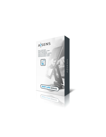 AISENS Soporte De Sobremesa Tamaño XL Ajustable (2 Pivotes) Para Movil / Tablet, Negro