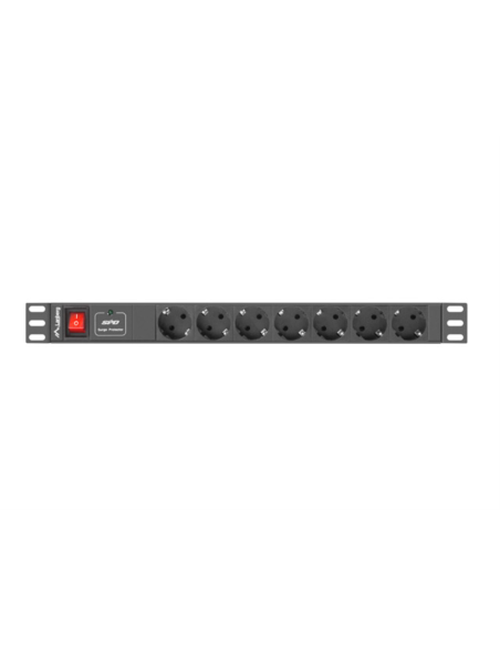 Lanberg PDU-07F-0200-IEC-BK unidad de distribución de energía (PDU) 7 salidas AC 1U Negro