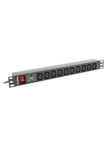 Lanberg PDU-10I-0200-IEC-BK unidad de distribución de energía (PDU) 10 salidas AC 1U Negro