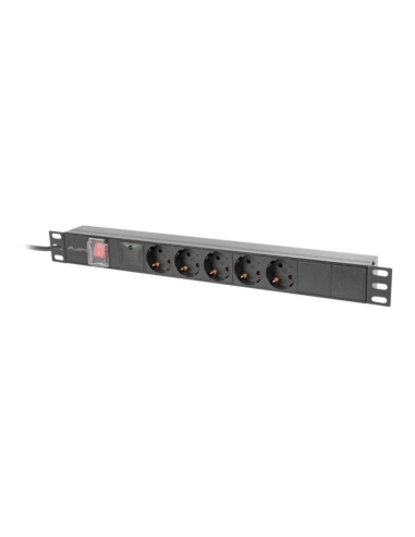 Lanberg PDU-05F-0200-BK unidad de distribución de energía (PDU) 5 salidas AC 1U Negro