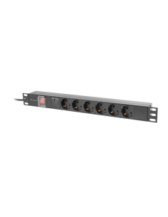 Lanberg PDU-06F-0200-BK unidad de distribución de energía (PDU) 6 salidas AC 1U Negro