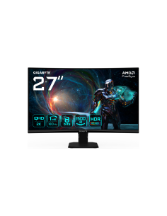 GIGABYTE GS27QCA 27" Monitor Curvo para Gaming QHD - 2560 x 1440, 180Hz, 1ms, 250 cd/m², FreeSync, HDR Ready, HDMI 2.0, DisplayP