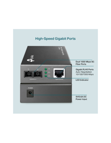 TP-Link MC210CS convertidor de medio 1000 Mbit/s 1310 nm Monomodo Negro