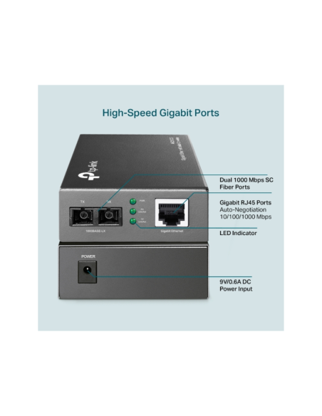 TP-Link MC210CS convertidor de medio 1000 Mbit/s 1310 nm Monomodo Negro