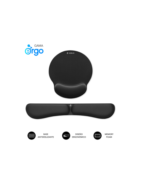 SUBBLIM Pack Alfombrilla de Ratón Ergonómica + Reposamuñecas Teclado – Espuma elástica, Superficie Microtexturizada Impermeable,