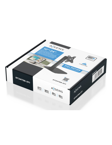 AISENS Soporte de Mesa Eco Giratorio e Inclinable Para Monitor/POS 2.5kg de 10"-24", Negro