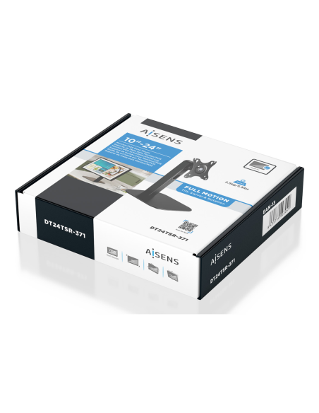 AISENS Soporte de Mesa Eco Giratorio e Inclinable Para Monitor/POS 2.5kg de 10"-24", Negro