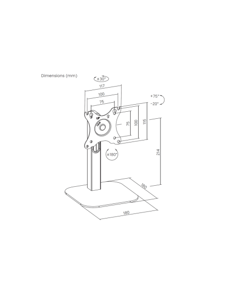 AISENS Soporte de Mesa Eco Giratorio e Inclinable Para Monitor/POS 2.5kg de 10"-24", Negro