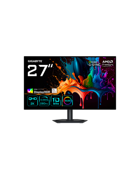 GIGABYTE MO27Q28G Monitor Gaming OLED 27" QHD - 2560 x 1440, 280Hz, 0,03ms, 335 cd/m², Display HDR True Black 500, HDMI 2.1, Dis