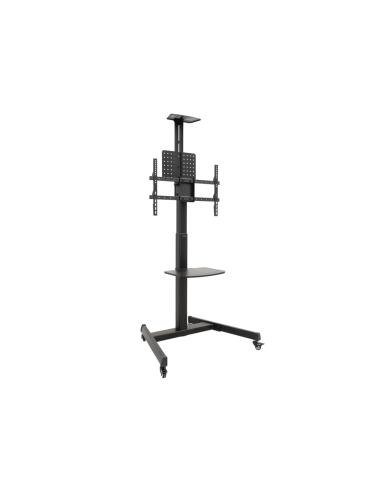 TooQ “COMETA” Soporte de Suelo con Ruedas con Regulación de Altura para Pantallas 37"- 70", Rotación 90°, Negro