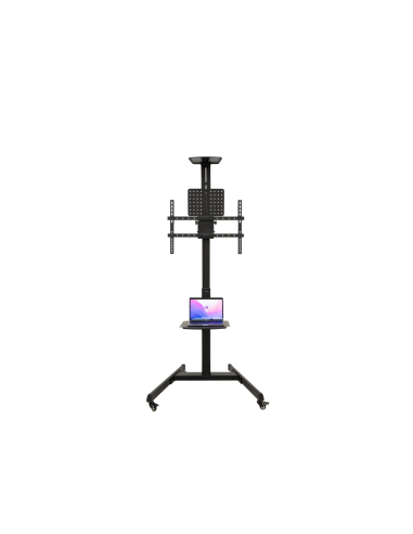 TooQ “COMETA” Soporte de Suelo con Ruedas con Regulación de Altura para Pantallas 37"- 70", Rotación 90°, Negro