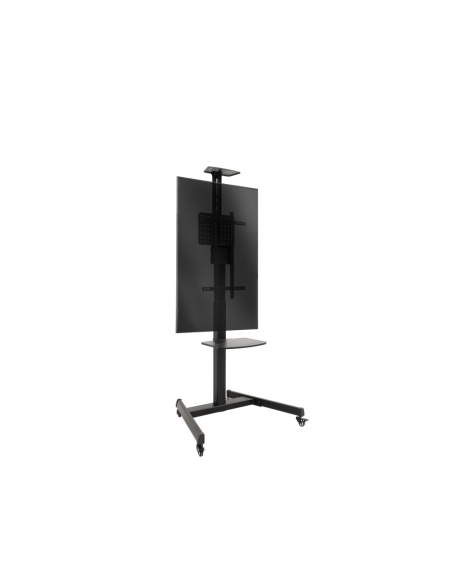TooQ “COMETA” Soporte de Suelo con Ruedas con Regulación de Altura para Pantallas 37"- 70", Rotación 90°, Negro
