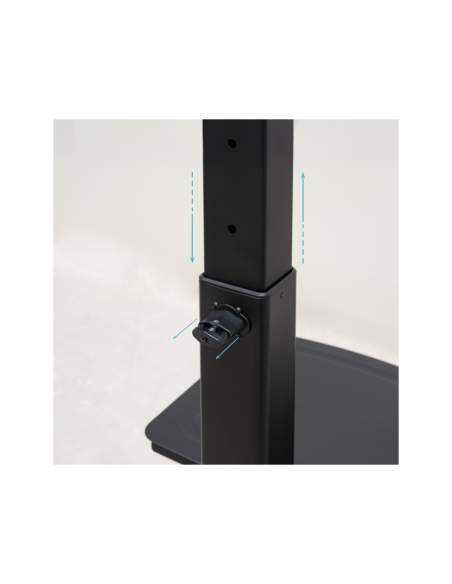 TooQ “COMETA” Soporte de Suelo con Ruedas con Regulación de Altura para Pantallas 37"- 70", Rotación 90°, Negro
