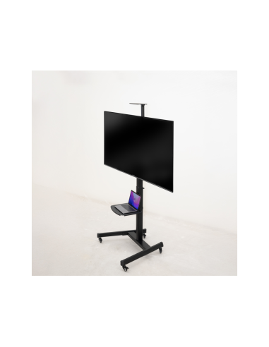 TooQ “COMETA” Soporte de Suelo con Ruedas con Regulación de Altura para Pantallas 37"- 70", Rotación 90°, Negro