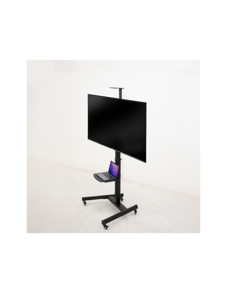 TooQ “COMETA” Soporte de Suelo con Ruedas con Regulación de Altura para Pantallas 37"- 70", Rotación 90°, Negro
