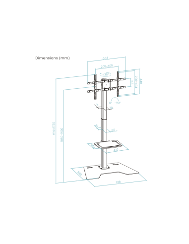 TooQ FS2284M-B MINOS soporte para TV 177,8 cm (70")