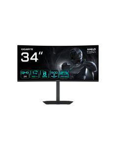 GIGABYTE GS34WQCA Monitor Gaming Curvo 34" WQHD – 3440 x 1440, 1500R, 120Hz, 1ms, 300 cd/m², FreeSync Premium, HDR Ready, HDMI 2