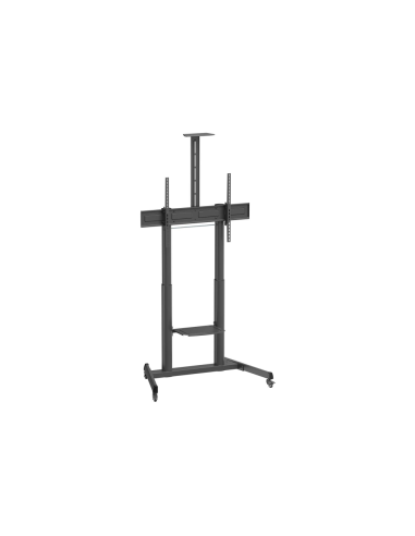AISENS Soporte De Suelo Eco Con Ruedas Y Manivela, Bandeja Para DVD Y Soporte De Camara Para Monitor/TV 120kg De 60"-100", Negro