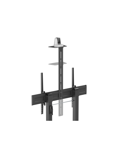 AISENS Soporte De Suelo Eco Con Ruedas Y Manivela, Bandeja Para DVD Y Soporte De Camara Para Monitor/TV 120kg De 60"-100", Negro