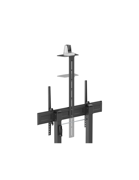 AISENS Soporte De Suelo Eco Con Ruedas Y Manivela, Bandeja Para DVD Y Soporte De Camara Para Monitor/TV 120kg De 60"-100", Negro