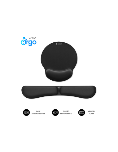 SUBBLIM Pack Alfombrilla de Ratón Ergonómica + Reposamuñecas Teclado – Espuma elástica, Superficie Microtexturizada Impermeable,