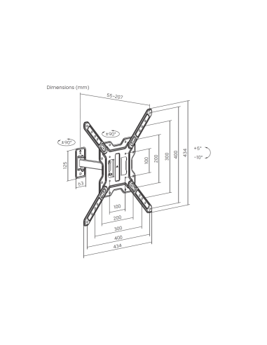 AISENS Soporte Eco Giratorio, Inclinable Para Monitor/TV 30kg (2 Pivotes) De 23"-65", Negro