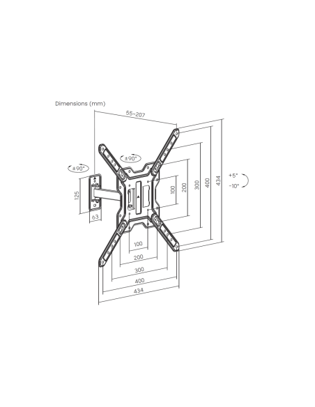 AISENS Soporte Eco Giratorio, Inclinable Para Monitor/TV 30kg (2 Pivotes) De 23"-65", Negro
