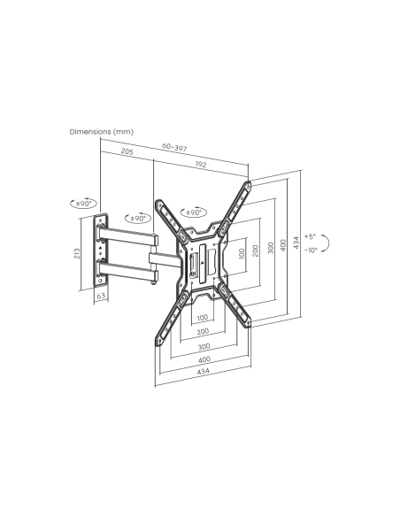 AISENS Soporte Eco Giratorio, Inclinable Para Monitor/TV 30kg (3 Pivotes) De 23"-65", Negro