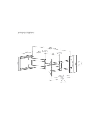 AISENS Soporte Pro Giratorio, Inclinable y Nivelable para Monitor/TV 50kg de 43"-80", Negro