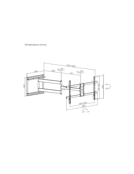 AISENS Soporte Pro Giratorio, Inclinable y Nivelable para Monitor/TV 50kg de 43"-80", Negro