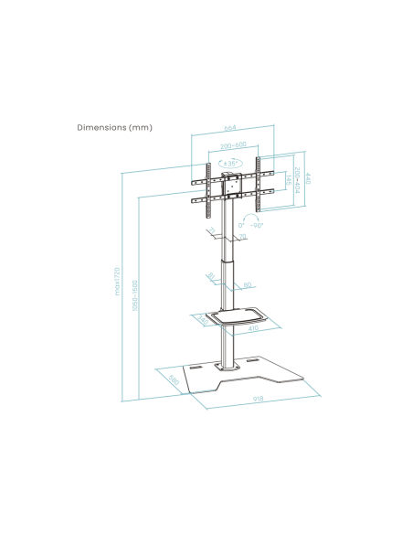 TooQ FS2284M-B MINOS soporte para TV 177,8 cm (70")