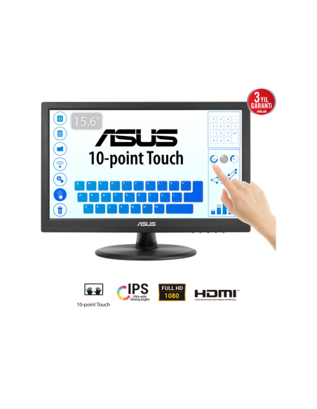ASUS Touch VT169HE pantalla para PC 39,6 cm (15.6") 1920 x 1080 Pixeles Full HD LED Pantalla táctil Mesa Negro