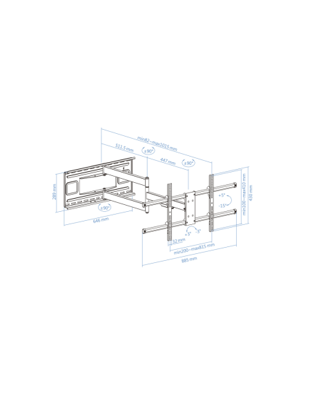 TooQ LP4380XL-B soporte para TV 2,03 m (80") Negro