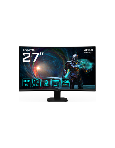 GIGABYTE GS27QCA 27" Monitor Curvo para Gaming QHD - 2560 x 1440, 180Hz, 1ms, 250 cd/m², FreeSync, HDR Ready, HDMI 2.0, DisplayP