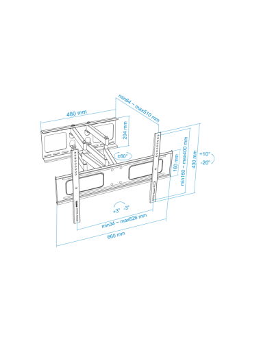 TooQ LP6270TN-B soporte para TV 177,8 cm (70")