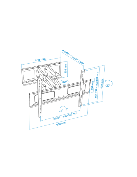 TooQ LP6270TN-B soporte para TV 177,8 cm (70")