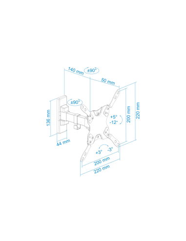 TooQ LP2042TNL-B soporte para TV 106,7 cm (42") Negro