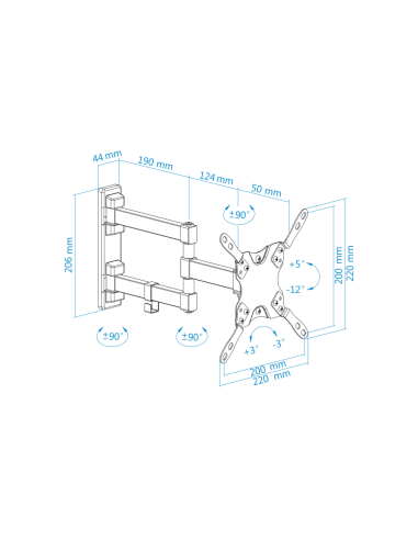 TooQ LP2142TNL-B soporte para TV 106,7 cm (42") Negro