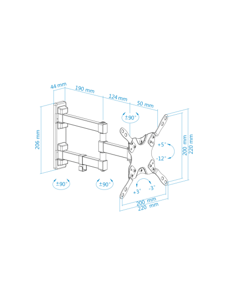 TooQ LP2142TNL-B soporte para TV 106,7 cm (42") Negro