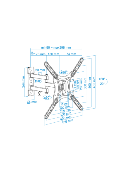 TooQ LP6055TN-B soporte para TV 139,7 cm (55")