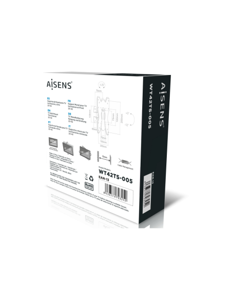 AISENS WT42TS-005 soporte para TV 106,7 cm (42") Negro