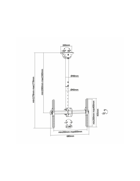 AISENS CT70TSLE-033 soporte para TV 177,8 cm (70") Negro