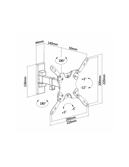 AISENS WT42TSLE-009 soporte para TV 106,7 cm (42") Negro