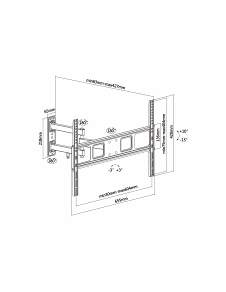 AISENS WT70TSLE-021 soporte para TV 177,8 cm (70") Negro