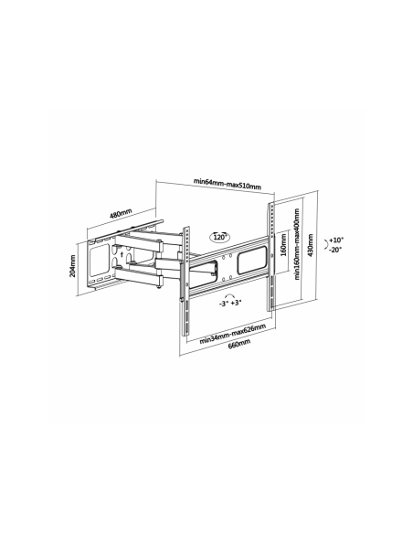 AISENS WT70TSLE-027 soporte para TV 177,8 cm (70") Negro