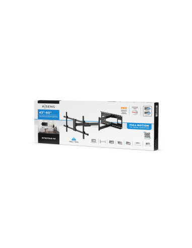 AISENS Soporte Pro Giratorio, Inclinable Y Nivelable Para Monitor/tv 50kg De 43-80, Negro